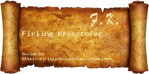 Firling Krisztofer névjegykártya